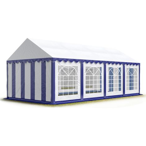 TOOLPORT Carpa para fiestas carpa de fiesta 4x8 m carpa de pabellón de jardín lona PVC 700 N en azul-blanco impermeable