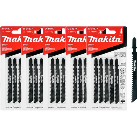 25 x Makita D-34877 Jig Saw Blades - Fast & Straight Cuts For Soft Wood PVC (1/4)
