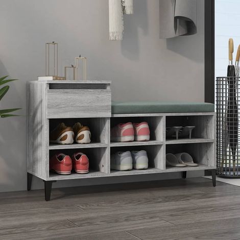Schuhregal Grau Sonoma 102x36x60 cm Holzwerkstoff (1/5)