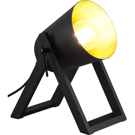 Lampada da Tavolo da Interno Attacco E27 in Legno naturale Nero e Oro (1/3)