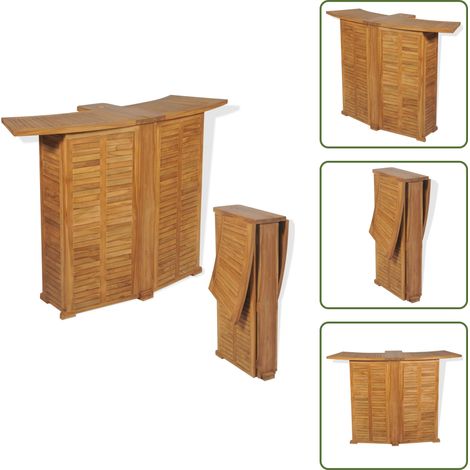 Klappbarer Bartisch 155x53x105 cm Teak Massiv - Gartentisch - Teaktisch - Zusammenklappbarer Tisch - Outdoortisch - Balkontisch (1/5)