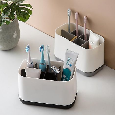 (noir) Porte-brosse Dents Amovible En Plastique Porte-brosse Dents Lectrique Pour La Salle De Bain, Porte-brosse Dents Avec Base Antidrapante, (1/5)