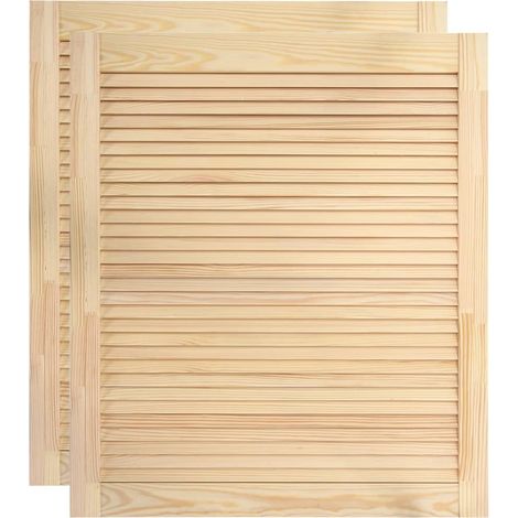 Helloshop26 – Portes à persiennes 2 pièces en bois de pin massif 61,5 x 49,4 cm – Circulation d'air optimale – Cadre solide pour accessoires variés