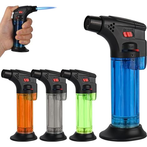Lot de 4 briquets à gaz butane réglables et coupe-vent rechargeables (gaz butane non inclus) (1/5)