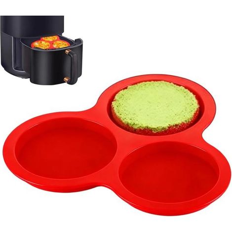 1 pièce Moule à œufs en silicone pour friteuse à air, rond avec 3 alvéoles, antiadhésif, idéal pour pancakes et muffins au petit-déjeuner (1/5)