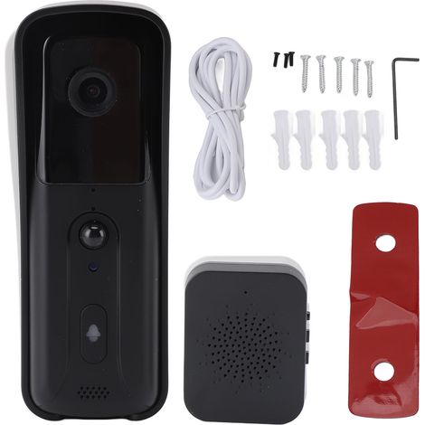 Sonnette vidéo connectée WiFi avec caméra 1080p, détection de mouvement PIR et appels vocaux - Noir-AquaForge (1/5)