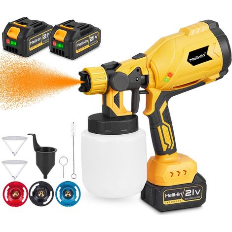 Pistolet à Peinture，1000 ml pulvérisateur de Pistolet électrique ， 3 Buses pour Maison Armoires Clôtures Plafonds