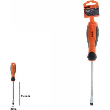 Trade Shop - Destornillador Destornillador Magnético Tip Corte 8x150mm Asa Ergonómica 07433 -