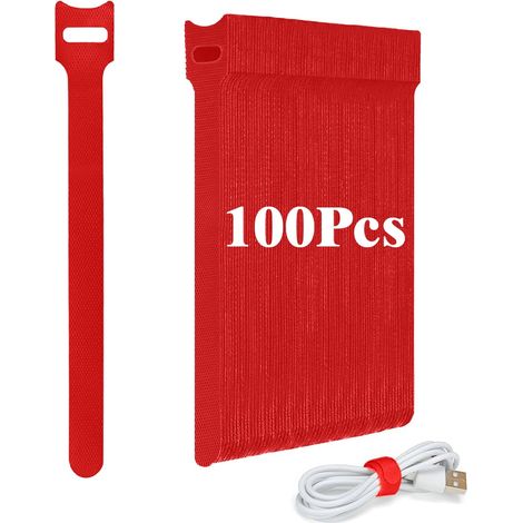 Lot de 100 serre-câbles auto-adhésifs Réutilisables 12 x 150 mm Câble de charge Hook (1/5)