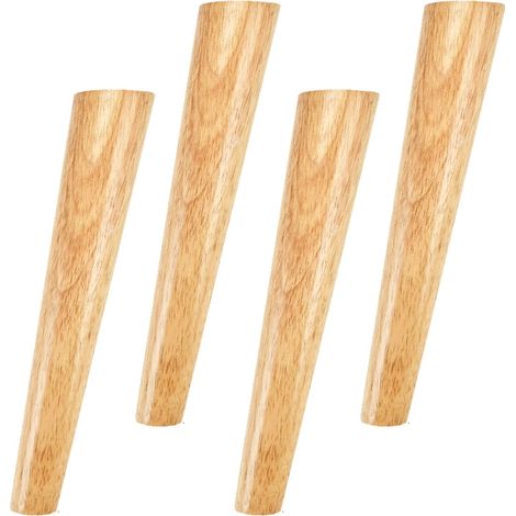 30CM Meubles en Bois Pieds, 4 Pièces Pied de Canapé en Bois Massif avec Plaque de Montage et Vis, pour Table, Canapé et Autres Meubles, Obliques Tapered (1/5)