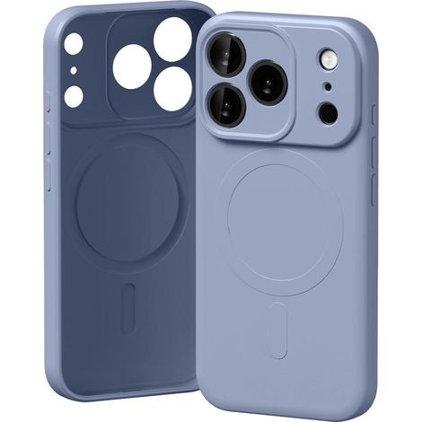Funda Mercury de silicona semipermanente MagSafe para iPhone 17 Pro, color lila y morado. (1/2)