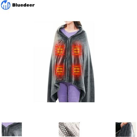 Châle De Couverture Chauffante sans Fil, USB Portable Couvertures Plaid Chauffant avec 3 Niveaux de réglage de la température Poncho Chauffant Electrique Lavable150 85cm (1/4)