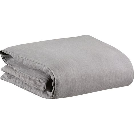 Housse de couette en lin lavé stonewashed confortable et légère coloris Orage 260 x 240 cm - PANGIVO (1/4)