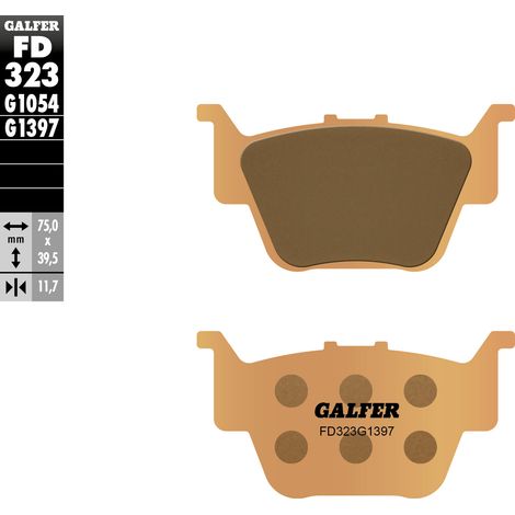 PASTILLAS DE FRENO GALFER KH373 DE METAL SINTERIZADO (DORADO) PARA ATV TRASERAS HONDA TRX 420 '09- ,TRX 450R '04-'05, TRX 680 RINCON '03-