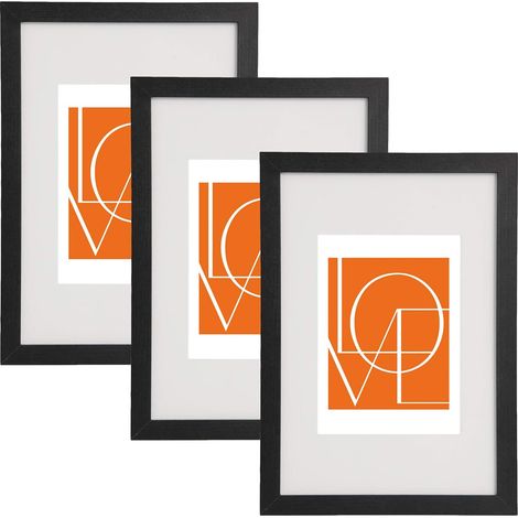 WOLTU 3 X Cadre photo avec Passe-Partout en MDF Décoration murale, 30x40cm Noir BR9650sz-3 (1/4)