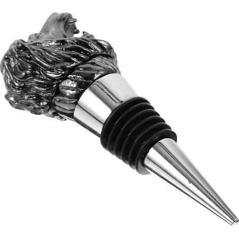 Bouchon hermétique pour vin - inox/silicone - noir - étanche (1/5)