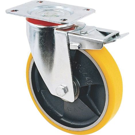Avo RUOTA GIREVOLE PER CARRELLI POLIURETANO+FRENO art.24ANT mm. 80-piastra mm.100x85