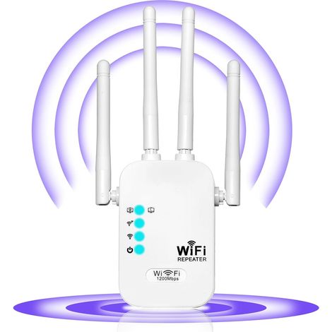 Répéteur WiFi Puissant 1200Mbps, Amplificateur WiFi 4 Antennes, Gigabit (1/5)