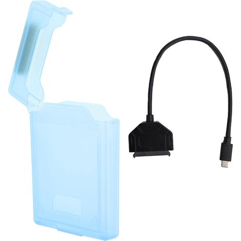 Kit adaptateur et boîtier de protection pour disque dur SATA USB 3.0 Type C, 2,5 pouces HDD/SSD, accessoire pour ordinateur portable, bleu (1/5)