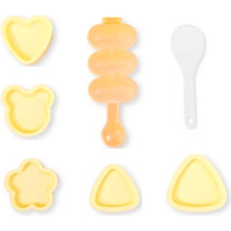 Forme a Sushi - Forme a Onigiri - 5 Formes Fleuries + 2 Triangulaires + 1 Shaker + 1 Cuillere a Riz - Ensemble de 14 Pieces - Pour Cuisine Maison Picnic et Bento