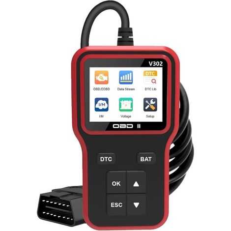 Herramienta de diagnóstico OBD2 para vehículos, lector de códigos universal V302, diagnóstico OBD multimarca para vehículos, herramienta de diagnóstico para todos los protocolos OBDII desde 1996. (1/4)