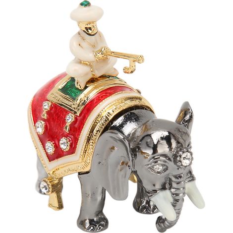 Un coffret à bijoux en forme d'éléphant, un coffret à bijoux innovant en métal peint à la main et incrusté de strass, idéal pour ranger bagues, boucles d'oreilles et autres bijoux. (1/5)