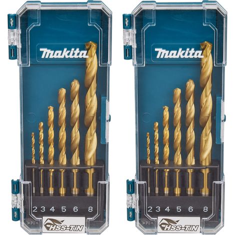 Makita D-72833 6 Piece HSS TiN Metal Steel Drill Bit Set 2 3 4 5 6 8mm Bits x 2