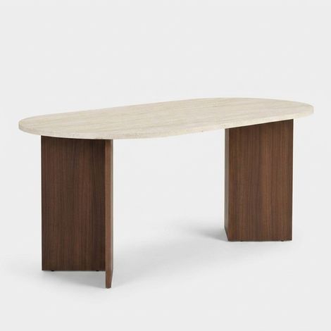 Tavolo da pranzo ovale in melaminico 180x90 Sablin - Marrone Scuro (1/5)