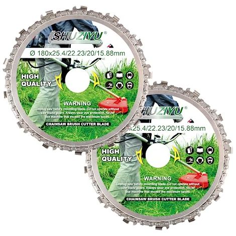 SHUZIYU, Dent de Tronçonneuse Circulaire 180mm, 2 Pièces, Lame Débroussailleuse, Arbre 25.4mm, Avec Adaptateur Rondelle 22.23-20-15.88mm, - 180mm Pièces (1/5)