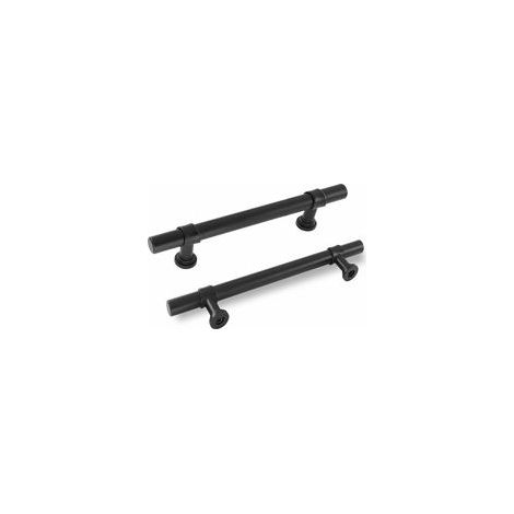 Lot de 5 Poignee de Porte Interieur Poignee de Meuble Cuisine Noir - Poignee Meuble Poignée Vintage Poignée Tiroir Poignée Placard Noir Poignée Inox Entraxe 128mm (1/5)