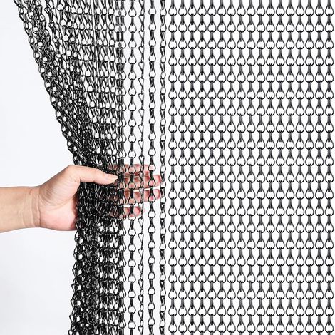 Aluminium Chain Curtain 100 x 210 cm Metal Door Fly Screens Insect Control Curtain for Doorways (Black) (1/5)