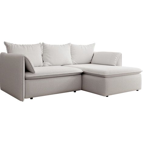 Divano letto in Tessuto testurizzato Beige - Angolo a destra - TEODORA (1/5)