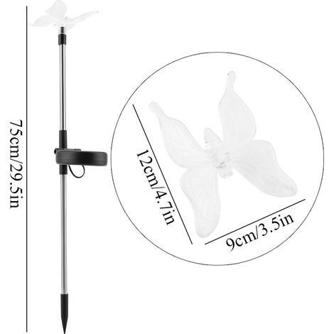 Lot de 3 lampes LED solaires colorées pour jardin, motif papillons/oiseaux/libellules (1/5)