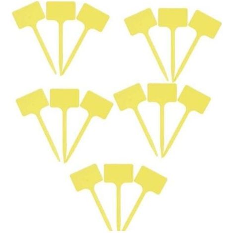 Pair Panneaux de Plantes- Ensemble Pratique de 15 Pièces - Surface d'écriture 55 x 35 mm - Design en T - Matériau Résistant aux Intempéries - Jaune / Panneaux de Plantes / Panneaux d'Herbes (1/4)