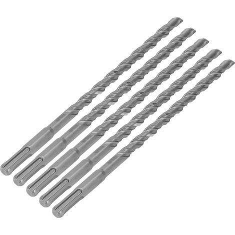 Cinq forets à percussion de 210 mm de long vendus ensemble  pointes en carbure pour forets à percussion rotative pour brique, pierre et béton (10 mm). (1/5)