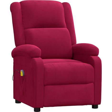 Fauteuil relax Fauteuil de massage Rouge bordeaux Velours (1/5)