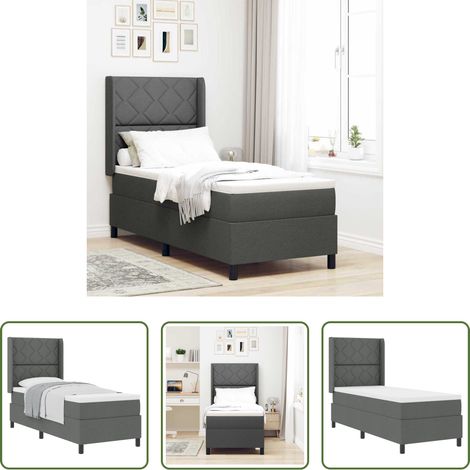 vidaXL Stoffbett - Boxspringbett mit Matratze Dunkelgrau 200 x 80 cm Stoff (1/5)