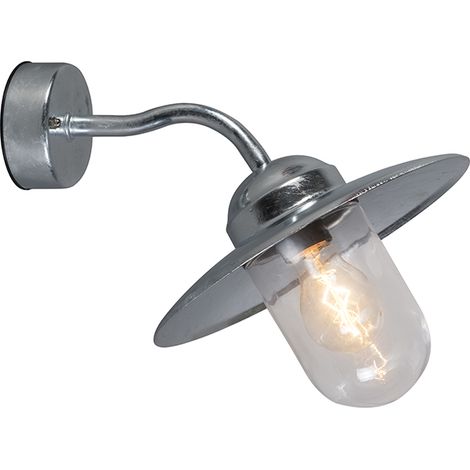 QAZQA rústico Lámpara de pared exterior inteligente zinc IP44 con Wifi A60 - Munich Zinc /Vidrio /Acero Redonda /Esfera Adecuado para LED Max. 1 x 7 Watt