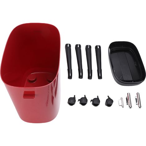 Poubelle haute avec pieds à roulettes 15 L, grande capacité, poubelle étroite pour cuisine, salle de bain, salon, bureau, rouge (1/5)
