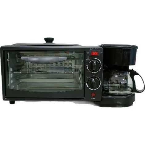Brotbackofen, 3-in-1-Elektrobackofen (mit Kaffeemaschine und Kochfeld) -