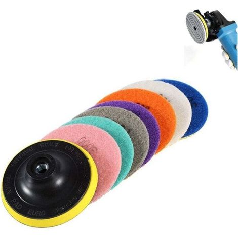SJLERST Disque de Polissage Diamant, 8 Pcs 4 pouces (100mm,Tampons de Polissage Béton, Granit Marbre Polissage avec Pads, pour Machine à polir (1/4)