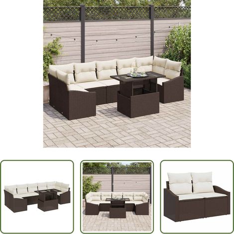 Poly Rattan - Garten-Sofa-Set mit Speicher 8 pcs Braun Poly Rattan (1/5)