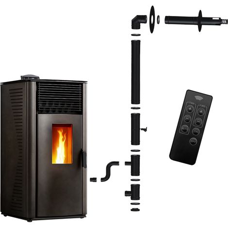 Stufa a pellet Anita 12 kW Nero Sannover + Kit di installazione completo