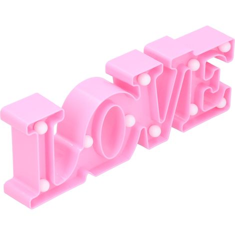Lampe LOVE 10 LED Veilleuse pour demande en mariage, déclaration, anniversaire de mariage, fête Blanc chaud/Rose (1/5)