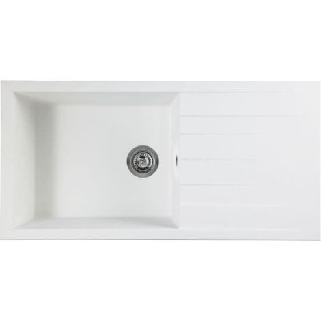 STRADOUR Evier a encastrer CUBE, en SMC BLANC UNI - 17, 1 bac, dim. 100 50 cm, vidage manuel (1/2)