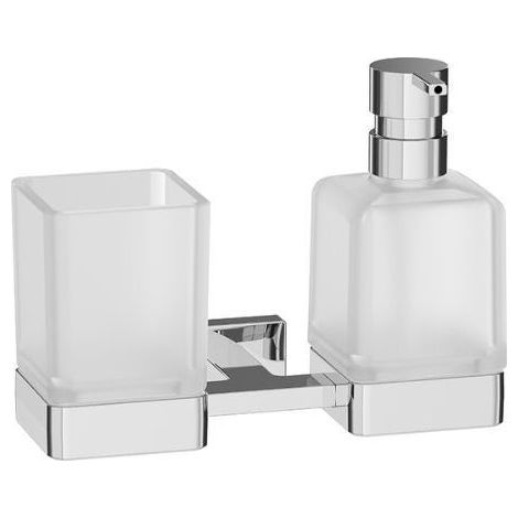 Inda - Doppelwandhalterung Lea Chrom glänzend/satiniertes Glas