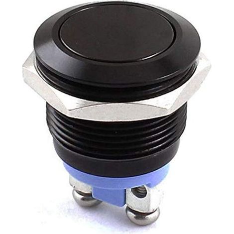 Coque Noire 19 mm Interrupteur à Bouton poussoir Momentané en Métal 3A 250V Interrupteur de Voiture Industrielle (1/4)