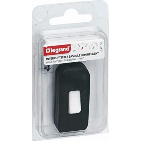 Interruttore di filo flessibile 2 A con pulsante luminescente nero (1/3)