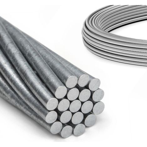 DQ-PP Câble acier galvanisé 1x19 3mm 50m treuil