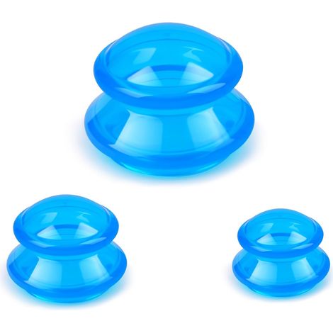 Silikon-Schröpfset für Massage, Anti-Cellulite-Schröpfgläser zur Reduzierung von Cellulite, Gelenk- und Muskelschmerzen (blaues 3er-Set)
